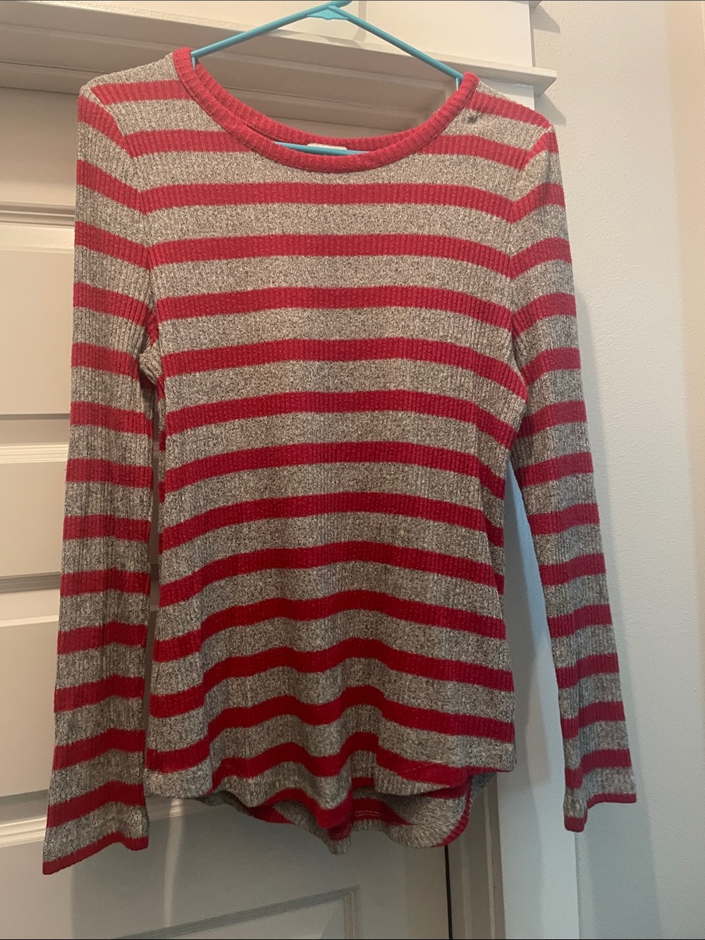 Old Navy Red & Beige Striped Long-Sleeve Top